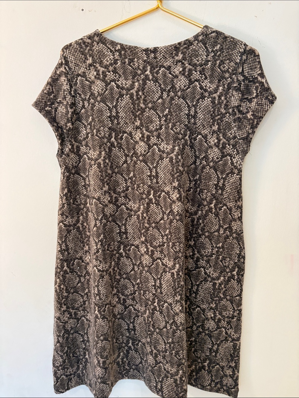 Zara brown/tan snakeskin knit short sleeve tunic sweater dress Sz M - Picture 2 of 12